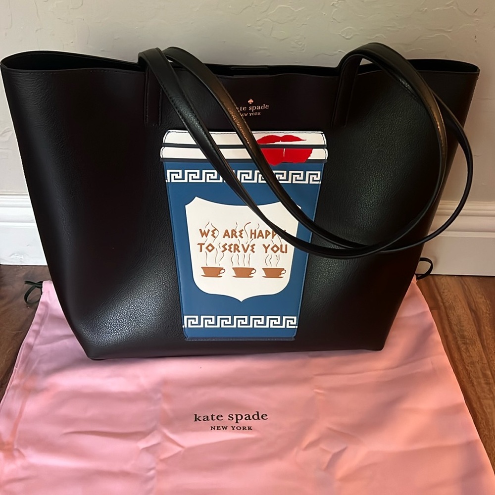 Kate Spade NYC Black Leather Tote Bag